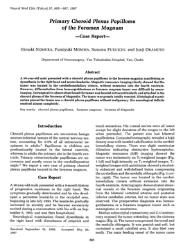Primary Choroid Plexus Papilloma of the Foramen Magnum