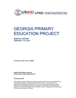 Georgia Primary Education Project in Collaboration with the Ministry of Education and Science of Georgia