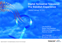 Digital Terrestrial Television the Swedish Experience