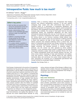 Intraoperative Fluids: How Much Is Too Much?