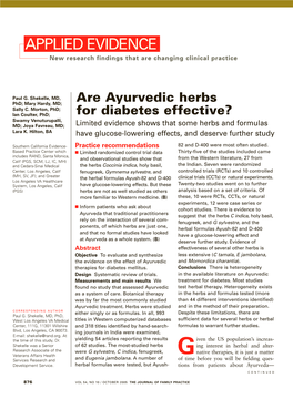 Are Ayurvedic Herbs for Diabetes Effective? ▲