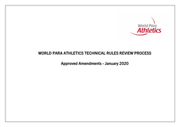 World Para Athletics Technical Rules Review Process