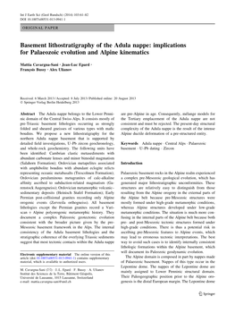 Basement Lithostratigraphy of the Adula Nappe: Implications for Palaeozoic Evolution and Alpine Kinematics