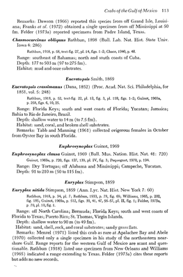 Crabs of the Gulf of Mexico 113 Remarks