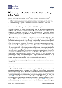 Monitoring and Prediction of Traffic Noise in Large Urban Areas