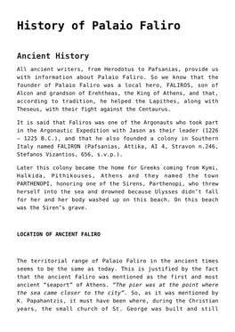 History of Palaio Faliro