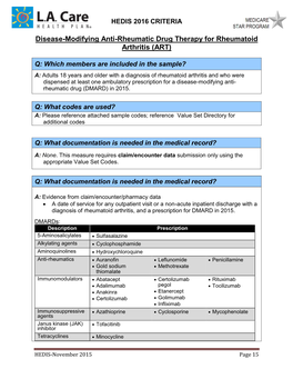 Disease-Modifying Anti-Rheumatic Drug Therapy for Rheumatoid Arthritis (ART)