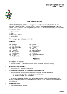 Bishop's Stortford Town Council Agenda