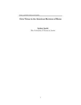 Civic Virtue in the American Revision of Rome