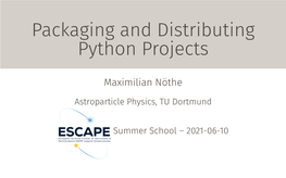 Packaging and Distributing Python Projects