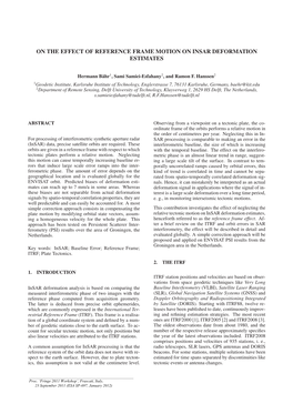 On the Effect of Reference Frame Motion on Insar Deformation Estimates