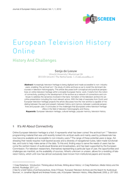 European Television History Online History and Challenges