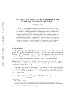 Simultaneous Extension of Continuous and Uniformly Continuous Functions