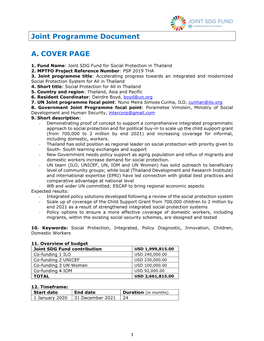 Joint Programme Document A. COVER PAGE