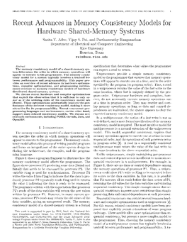 Recent Advances in Memory Consistency Models for Hardware