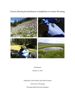 Factors Affecting the Distribution of Amphibians in Western Wyoming