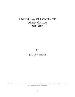 110 Law of Contracts Mary Childs 2008-2009