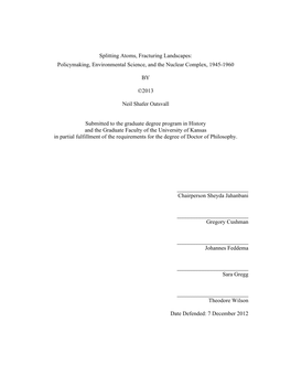 Policymaking, Environmental Science, and the Nuclear Complex, 1945-1960