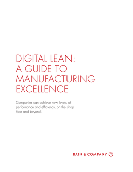 Digital Lean: a Guide to Manufacturing Excellence