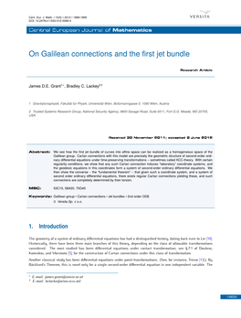 On Galilean Connections and the First Jet Bundle