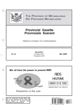 Provincial Gazette Provinsiale Koerant ﻿ • ﻿