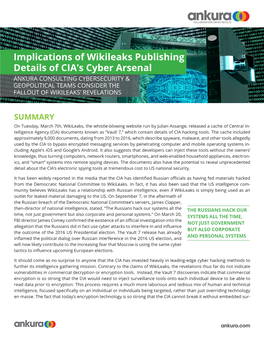 Implications of Wikileaks Publishing Details of CIA's Cyber Arsenal