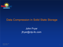 Data Compression in Solid State Storage