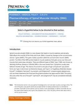 Pharmacotherapy of Spinal Muscular Atrophy (SMA), 5.01.574