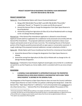 Project Description & Reasoning for General Plan Amendment for Apn 708-40-004 & 708-40-005