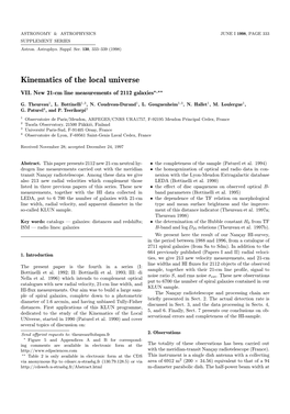 Kinematics of the Local Universe