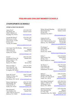 Psia-Nw 1995-1996 Member Ski Schools