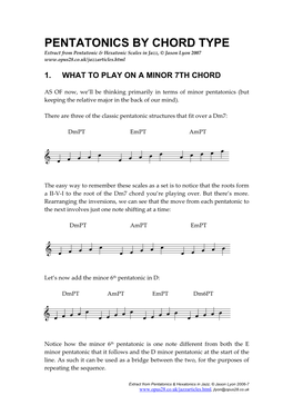 PENTATONICS by CHORD TYPE Extract from Pentatonic & Hexatonic Scales in Jazz, © Jason Lyon 2007