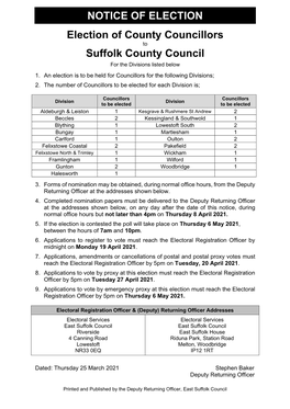 Notice of Election East Suffolk