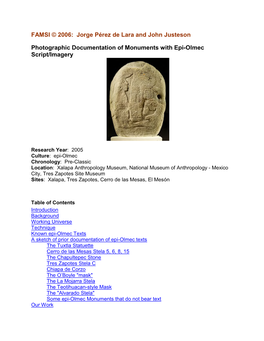 Photographic Documentation of Monuments with Epi-Olmec Script/Imagery