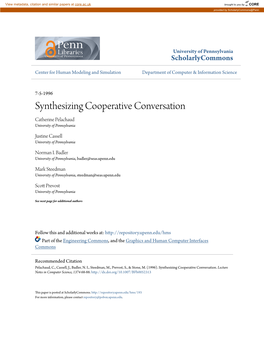 Synthesizing Cooperative Conversation Catherine Pelachaud University of Pennsylvania