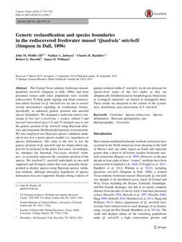 Generic Reclassification and Species Boundaries in the Rediscovered