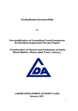 Pre-Qualification Document (PQD) for Pre-Qualification of Consulting