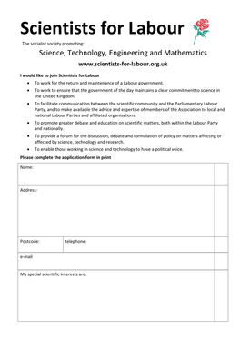 Application Form in Print