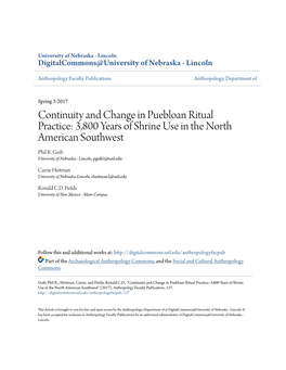 Continuity and Change in Puebloan Ritual Practice: 3,800 Years of Shrine Use in the North American Southwest Phil R