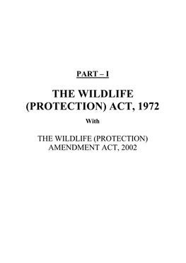 The Wildlife (Protection) Act, 1972