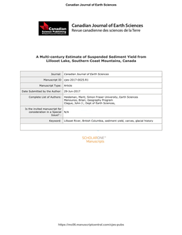 A Multi-Century Estimate of Suspended Sediment Yield From