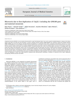Microcoria Due to First Duplication of 13Q32.1 Including the GPR180