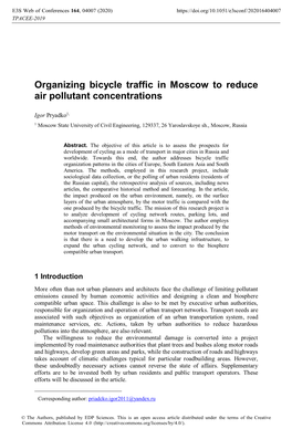 Organizing Bicycle Traffic in Moscow to Reduce Air Pollutant Concentrations