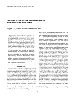 Estimation of Near-Surface Shear-Wave Velocity by Inversion of Rayleigh Waves