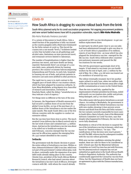 How South Africa Is Dragging Its Vaccine Rollout Back from the Brink Published: 23 August 2021 South Africa Planned Early for Its Covid Vaccination Programme