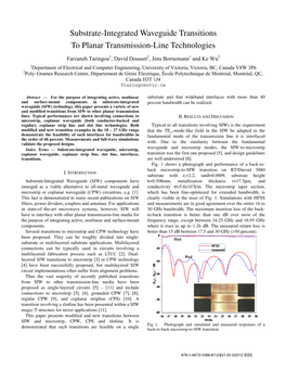 Substrate-Integrated Waveguide Transitions to Planar Transmission-Line Technologies