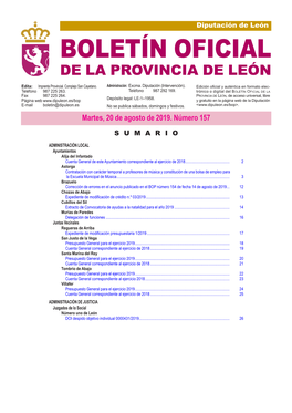 BOLETÍN OFICIAL DE LA PROVINCIA DE LEÓN Edita: Imprenta Provincial