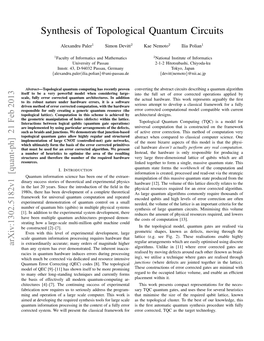 Synthesis of Topological Quantum Circuits