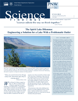 The Spirit Lake Dilemma: Engineering a Solution for a Lake with a Problematic Outlet