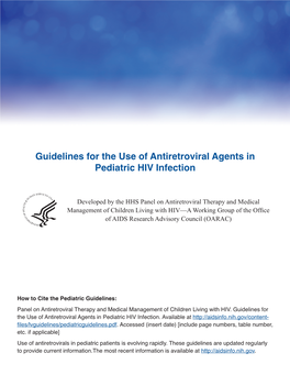 Guidelines for the Use of Antiretroviral Agents in Pediatric HIV Infection